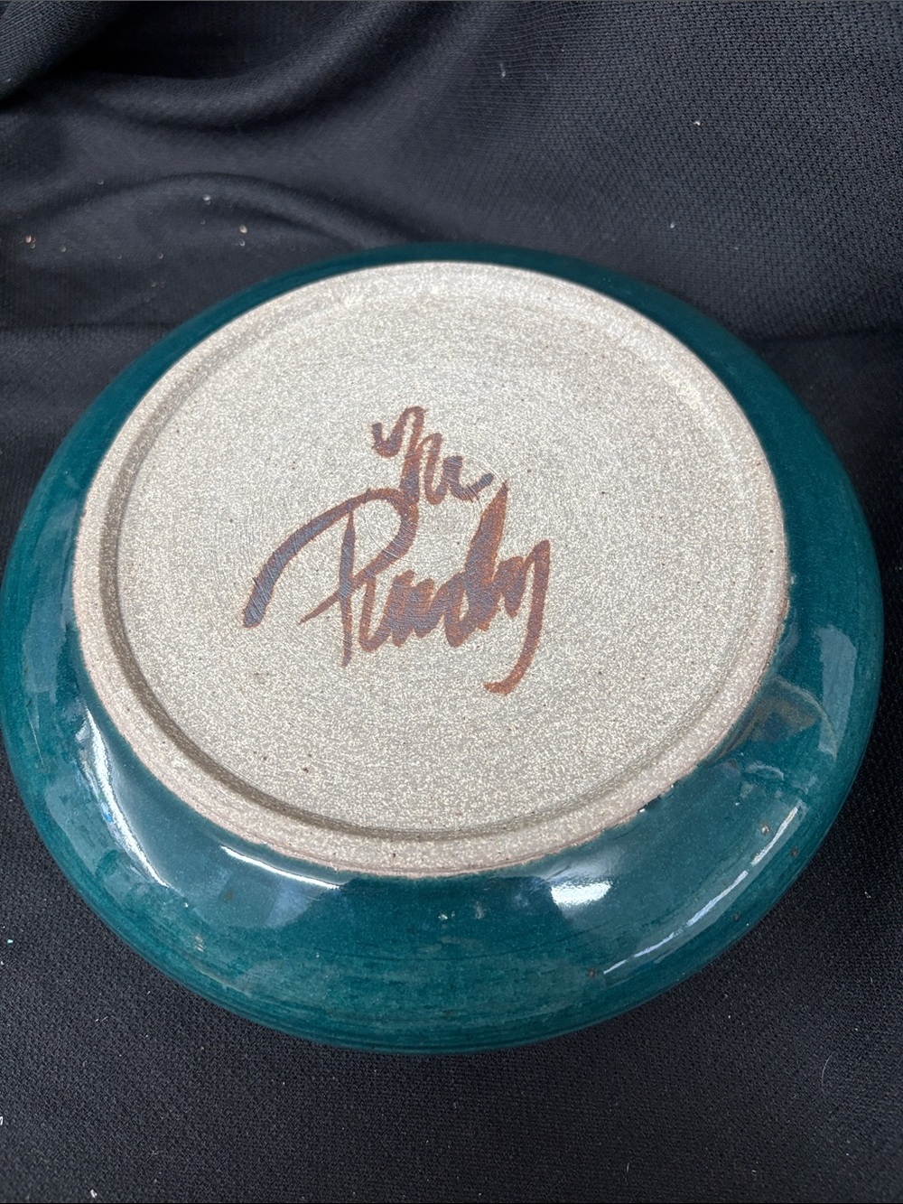 Handcrafted Teal Ceramic ikebana bowl vase - Picture 3 of 5